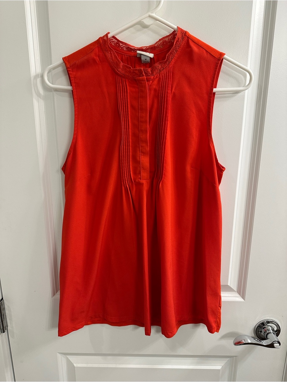 A New Day Sleeveless Pintuck Women's Top in Bright Red - women’s medium